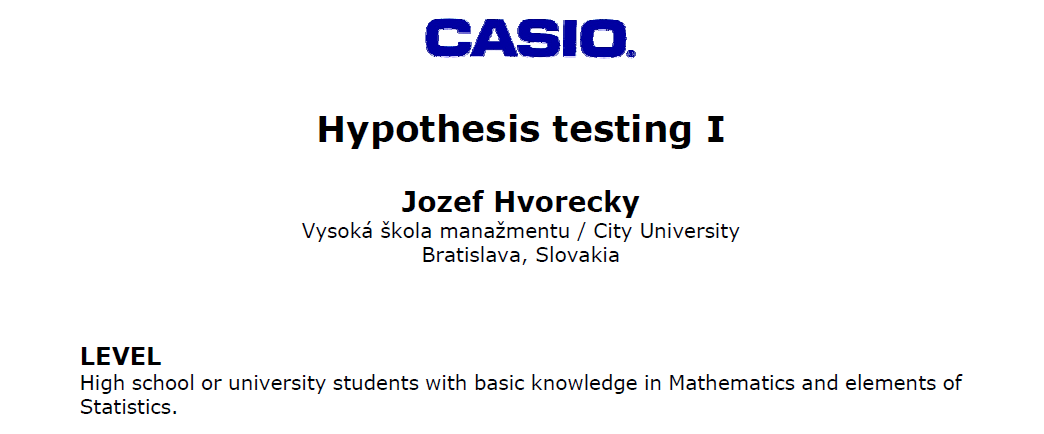 hypothesis testing on casio calculator